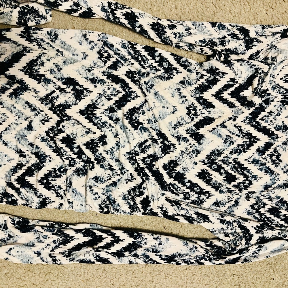 Tart Maternity Blue and White Chevron V-Neck Faux Wrap Midi Dress